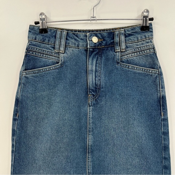 Reiss Myla Denim Midi Skirt In Mid Blue Size 8 - Picture 6 of 12